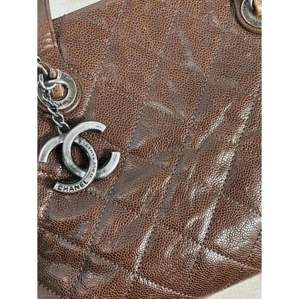CHANEL Brown Caviar Coco Handle Large SHW - Picture 9 of 15